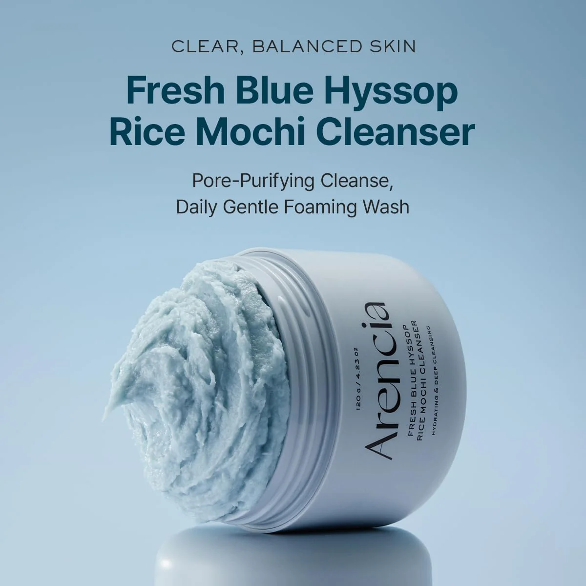Arencia Fresh Blue Hyssop Rice Mochi Cleanser 120g - Image 4