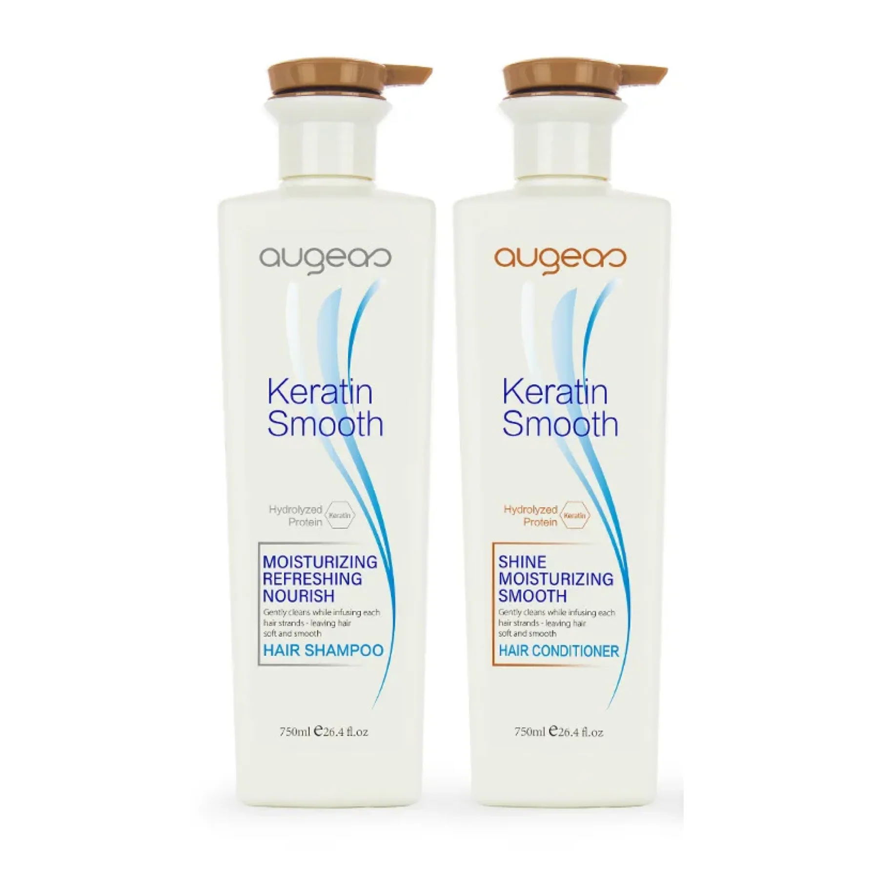 Augeas Hydrolyzed Protein Keratin Smooth Shampoo and Conditioner 750ml