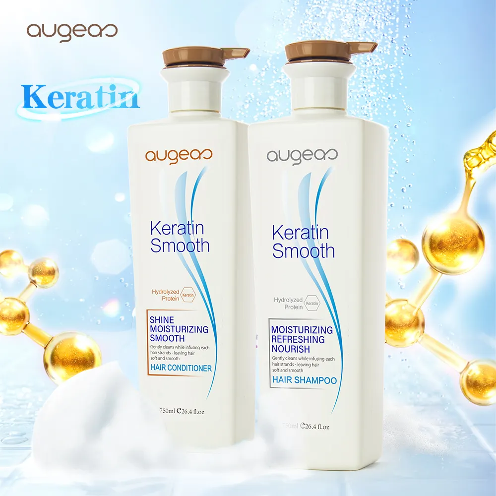 Augeas Hydrolyzed Protein Keratin Smooth Shampoo and Conditioner 750ml - Image 2