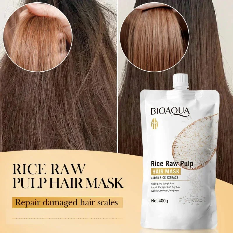 Bioaqua Rice Raw Pulp Hair Repair Mask 400g - Image 2