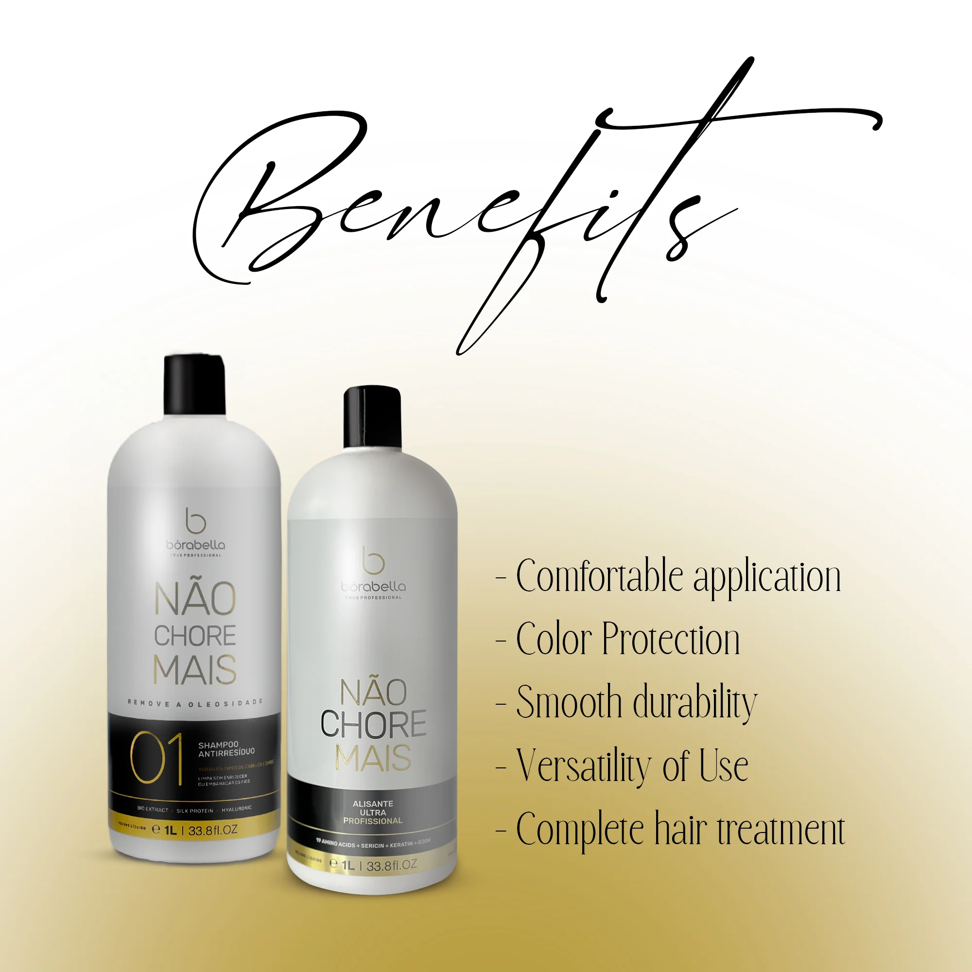 Borabella Not Cry More Nao Chore Mais Brazilian Keratin Treatment and Shampoo 1L Duo - Image 3
