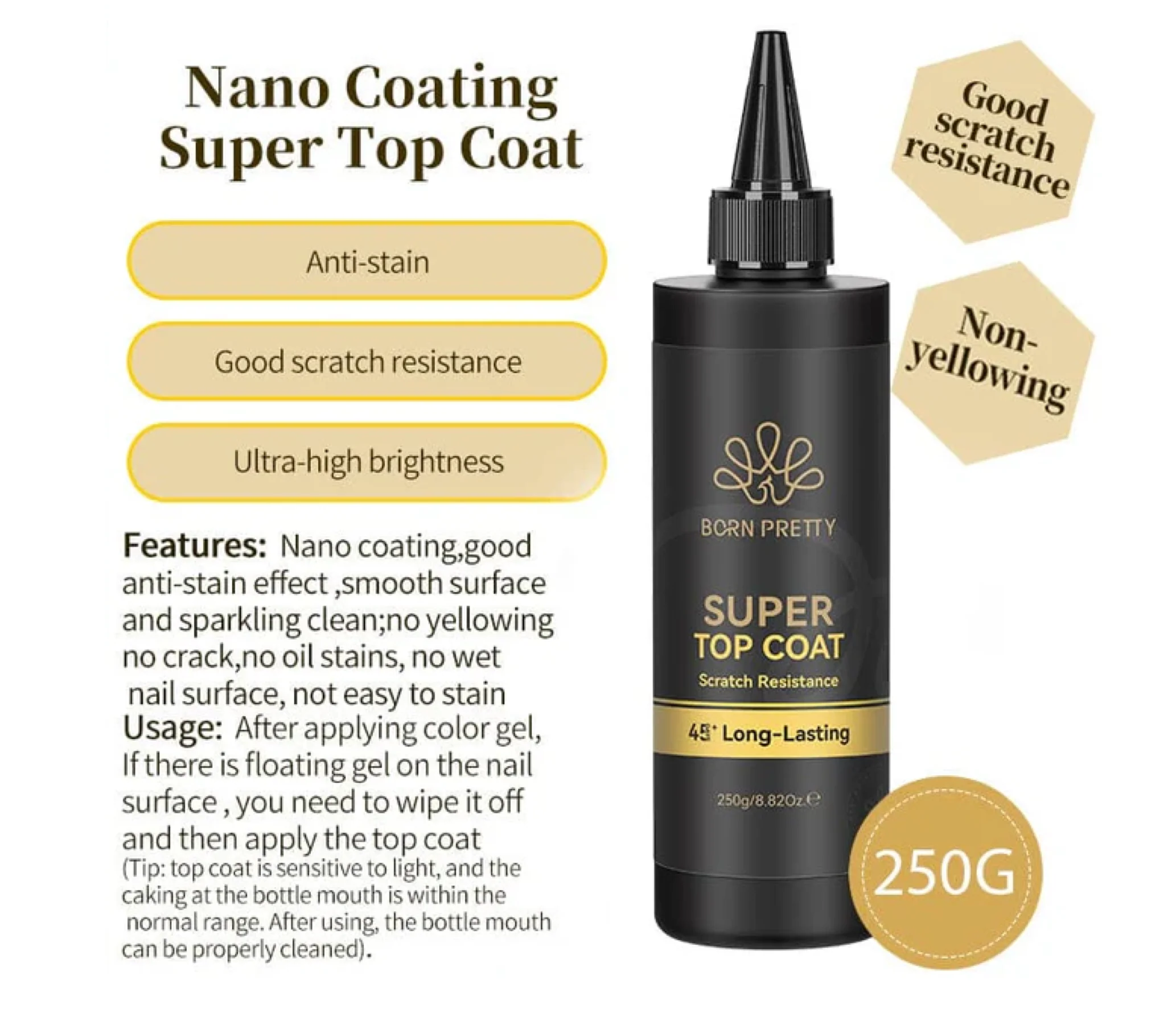 Born Pretty Functional Gel Super Top Coat 250g - Image 3
