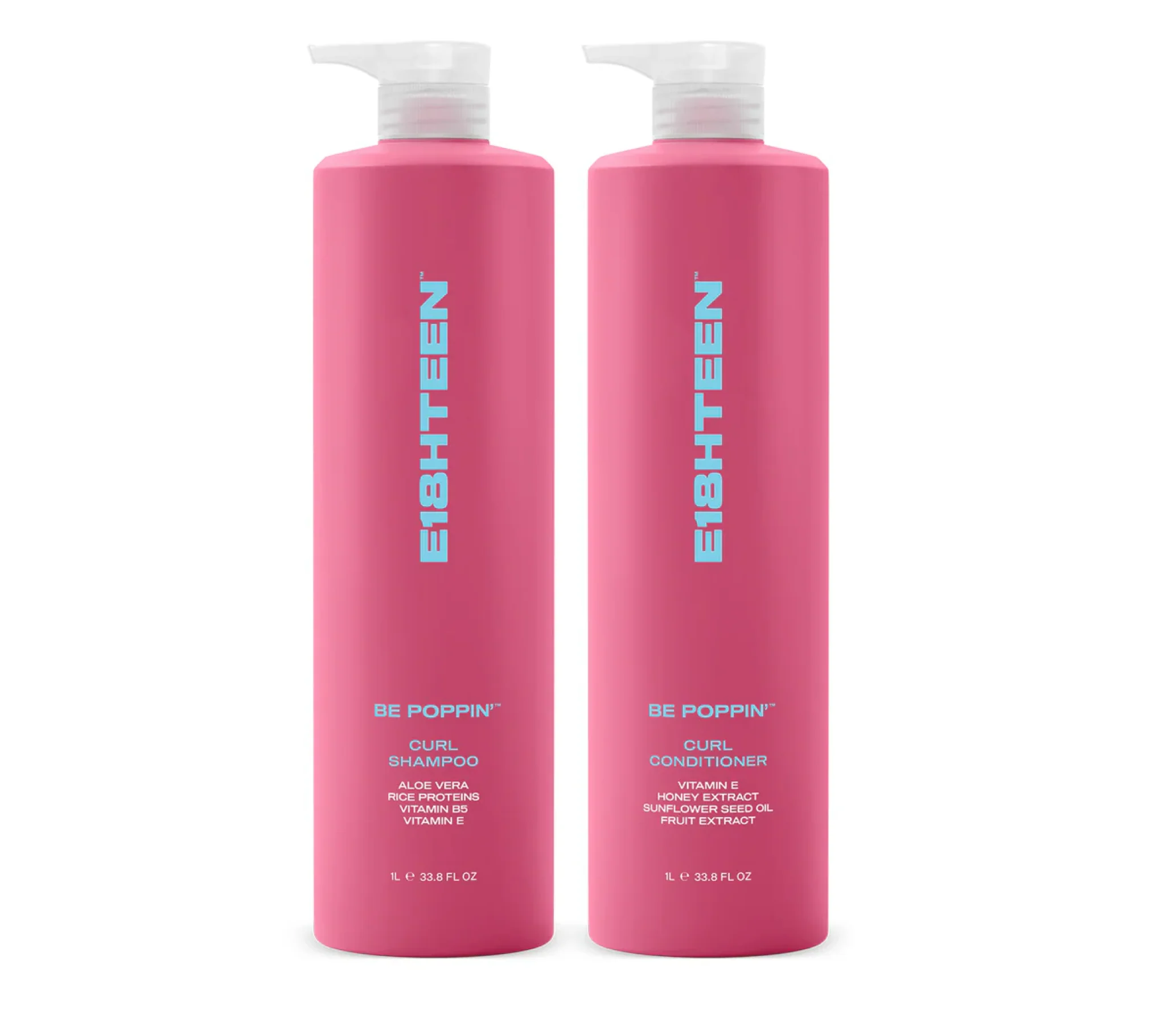 E18HTEEN Be Poppin Curl Shampoo and Conditioner 1000ml
