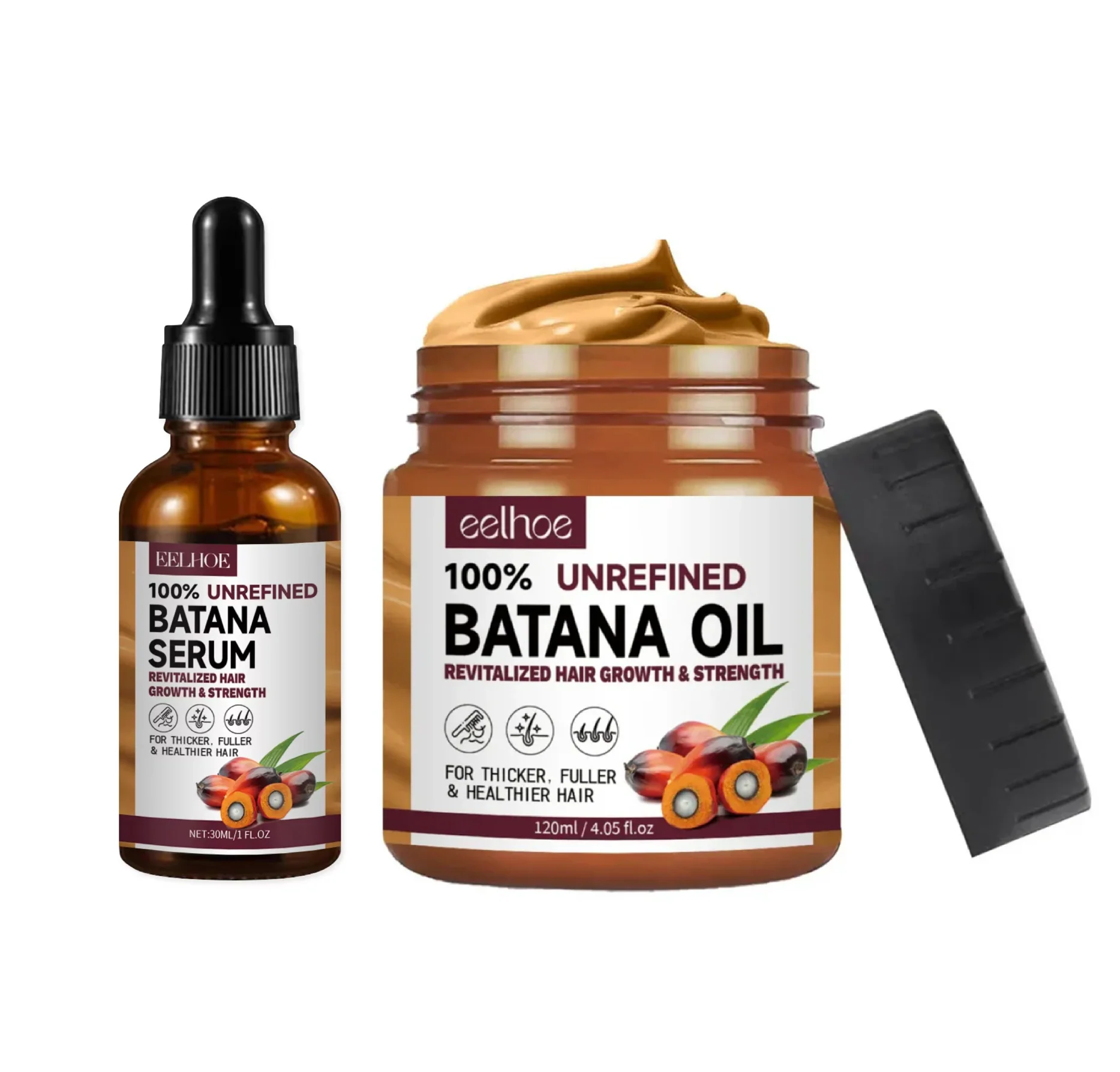 Eelhoe 100% Unrefined Batana Oil Regrowth Hair Mask and Serum Duo