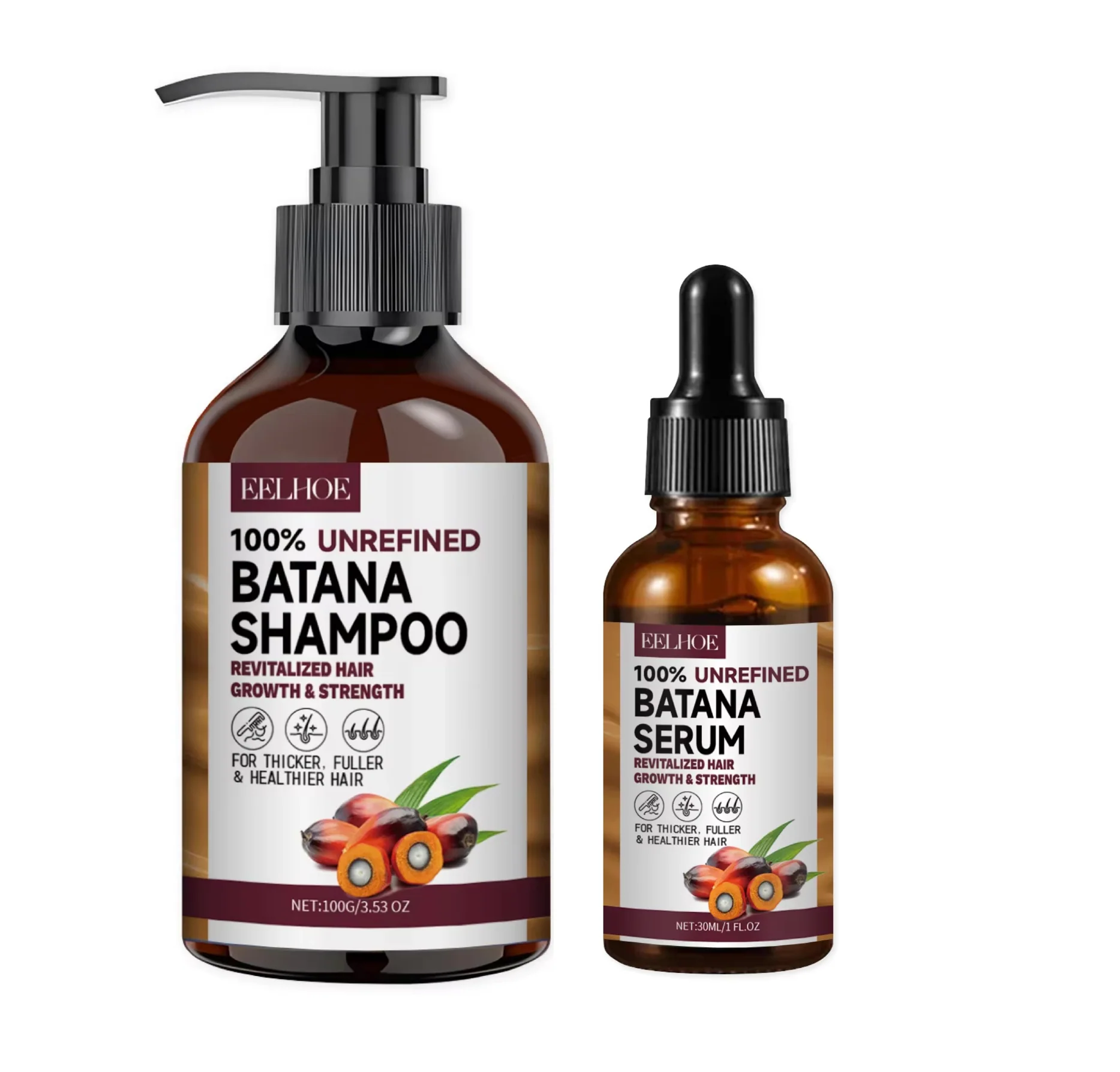 Eelhoe 100% Unrefined Batana Oil Regrowth Shampoo and Serum Duo