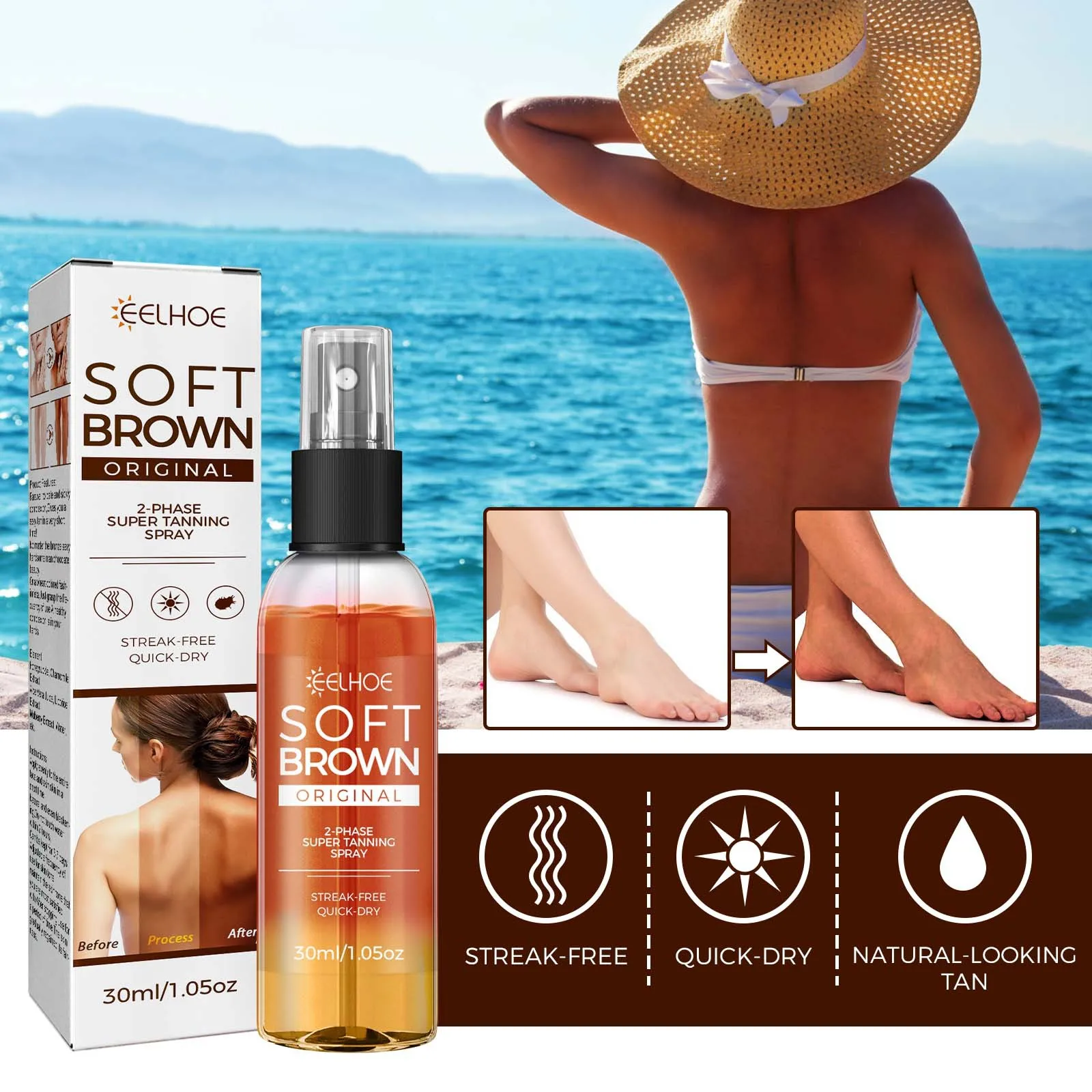 Eelhoe Soft Brown Original Super Tanning Spray 30ml - Image 2