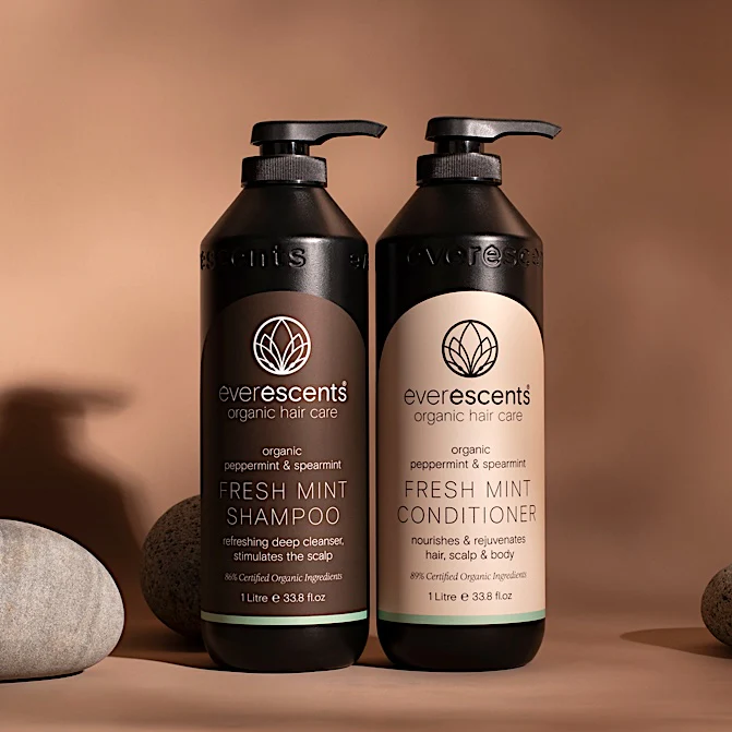 Everescents Organic Fresh Mint Hair Regrowth Shampoo & Conditioner 1000ml + Duo (4pc) - Image 2