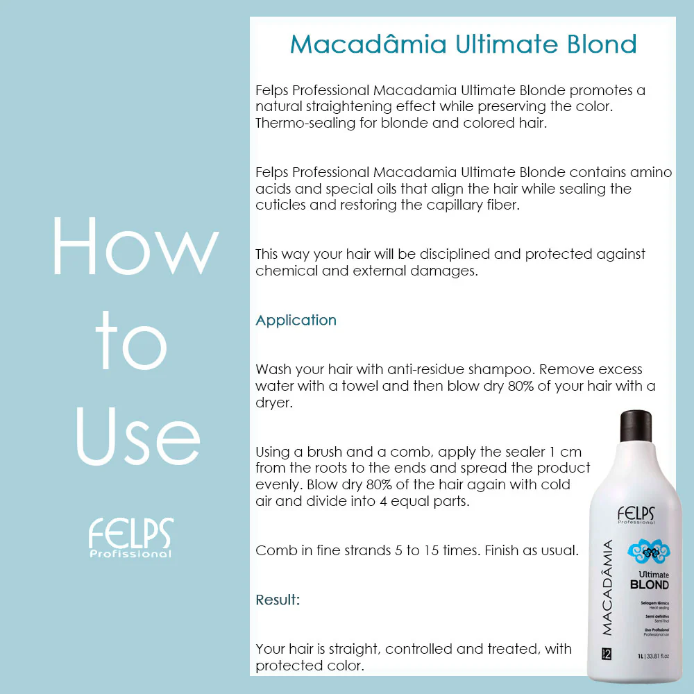 Felps Macadamia Ultimate Blond Heat Sealing Natural Smooth Effect 1000ml - Image 4