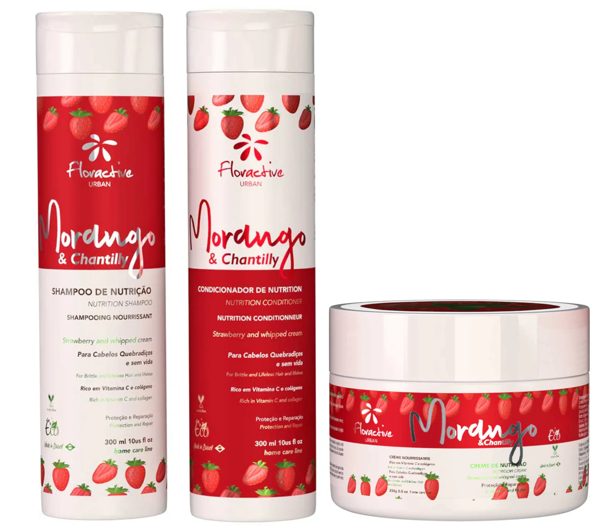 Floractive Strawberry Whipped Cream Nutrition Shampoo & Conditioner + Mask