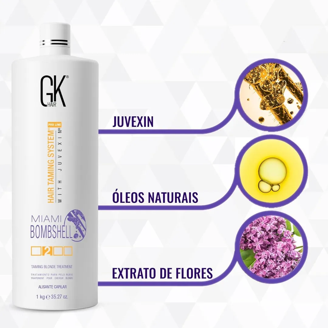 GK Hair Miami Bombshell Hair Taming Blond Treatment System With Juvexin 1000ml - Image 4