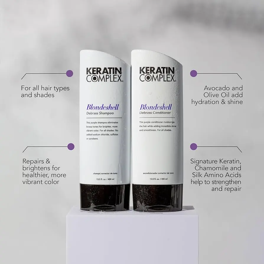 Keratin Complex Blondeshell Debrass Shampoo and Conditioner 400ml - Image 3