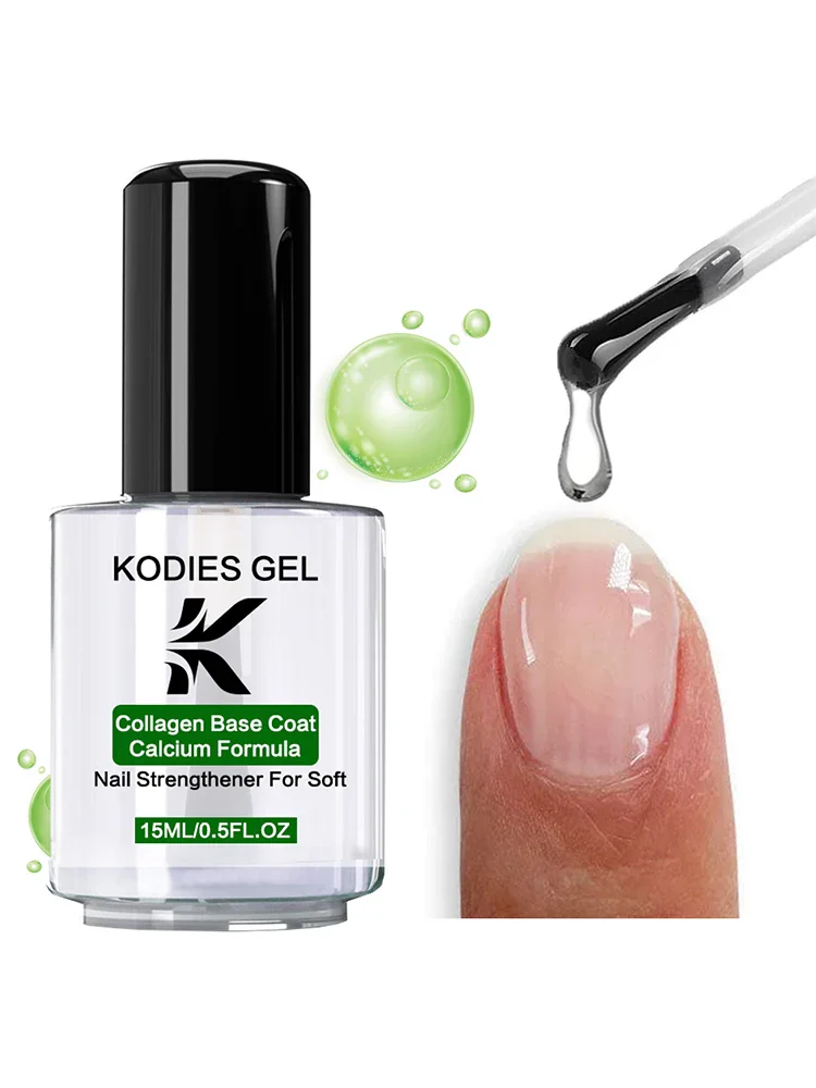 Kodies Gel Collagen Base Coat Calcium Formula Nail Strengthener 15ml - Image 2