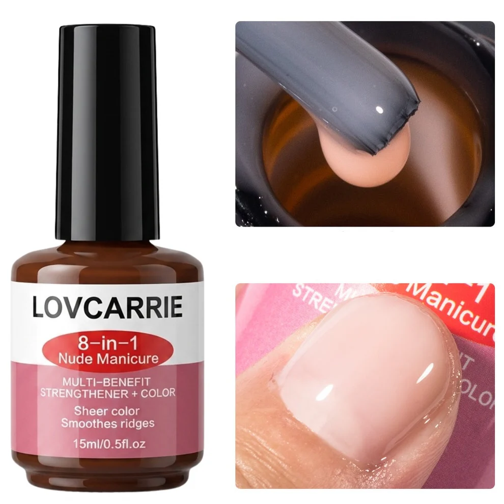 Lovcarrie 8 In 1 Nude Manicure Multi Benefit Strengthener and Color 15ml - Image 2