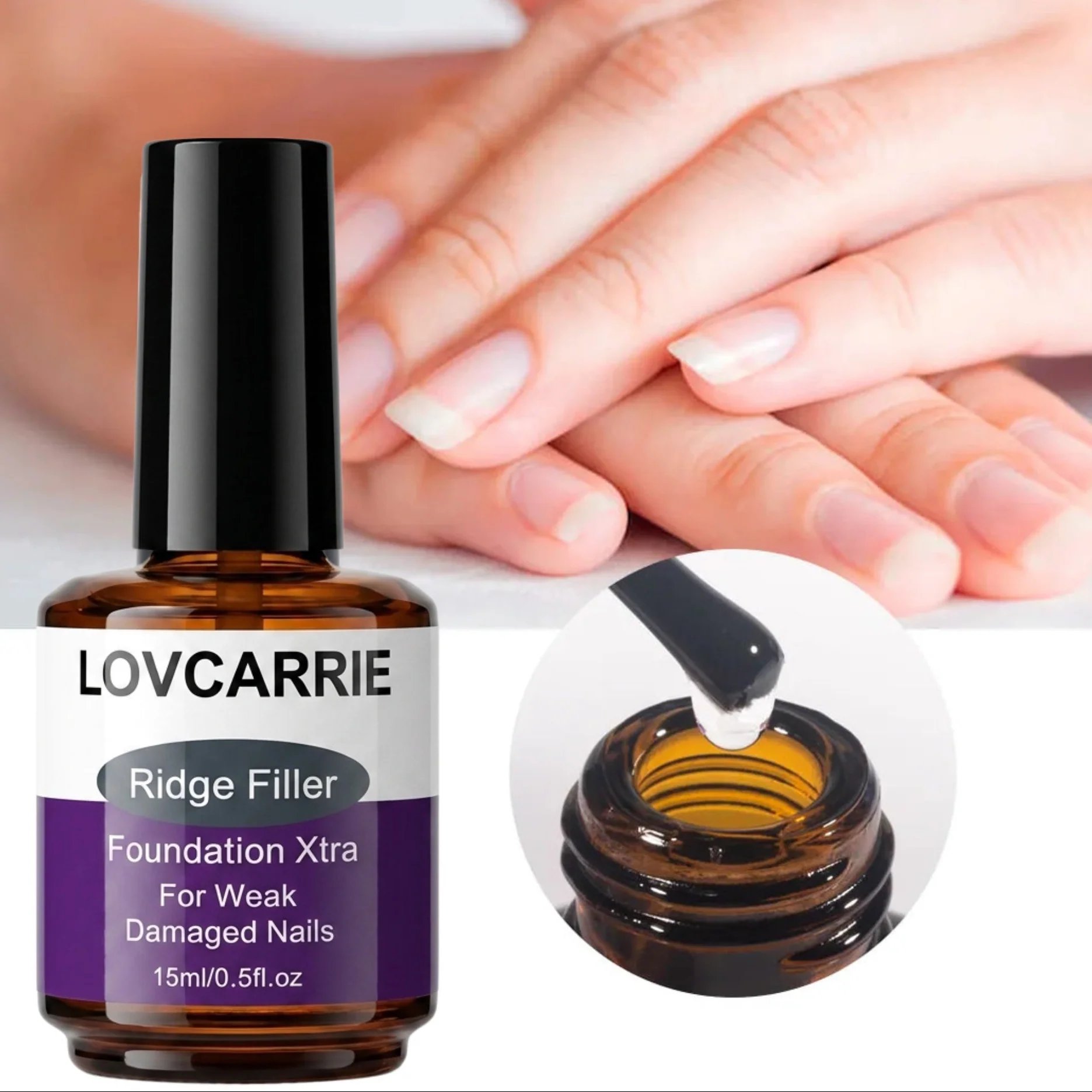 Lovcarrie Professional Nail Ridge Filler Foundation Xtra Smoother Nail Surface 15ml - Image 2