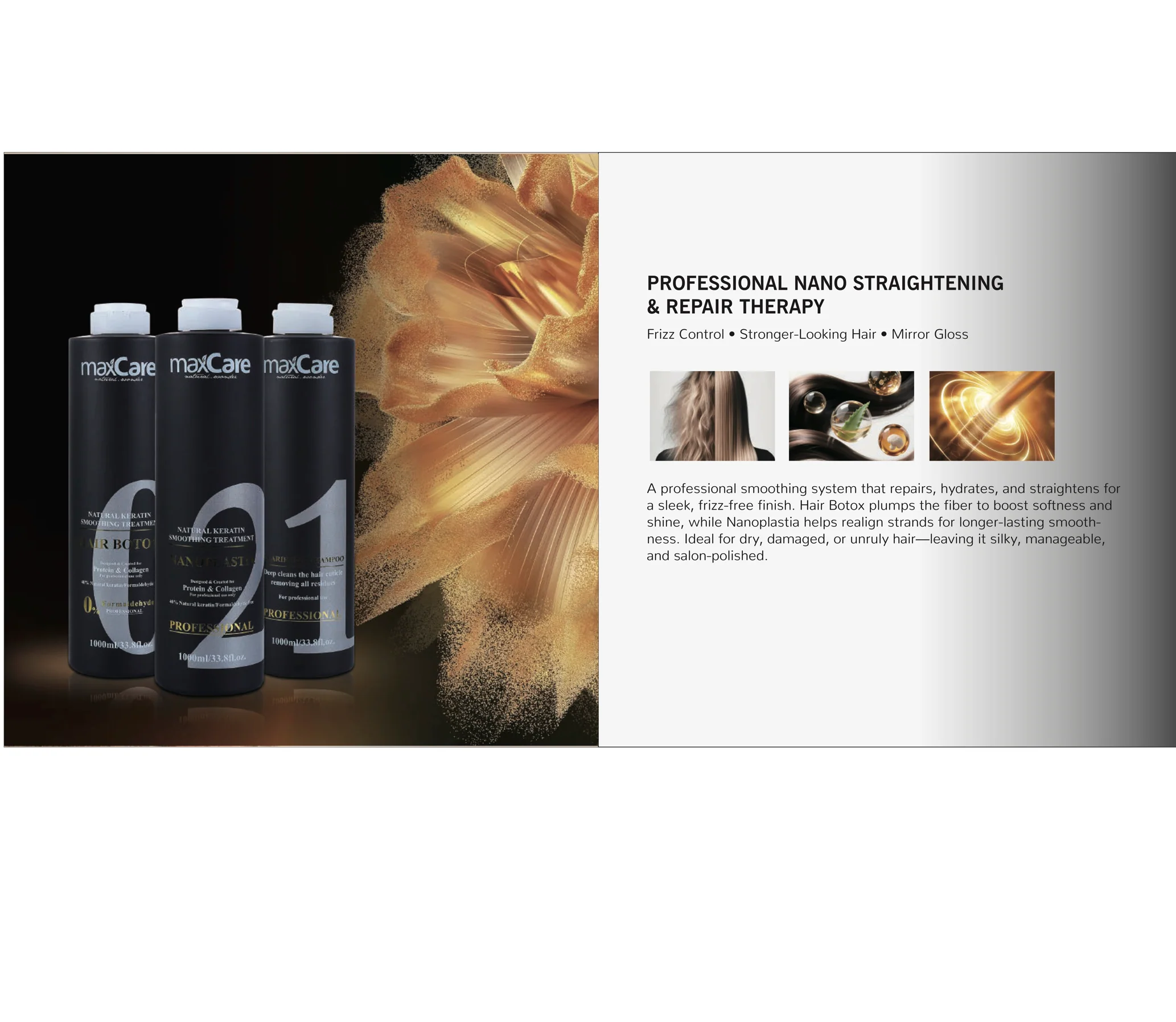 Maxcare Hair Repair Btx Natural Keratin Protein Collagen Smoothing Treatment 1000ml - Image 5