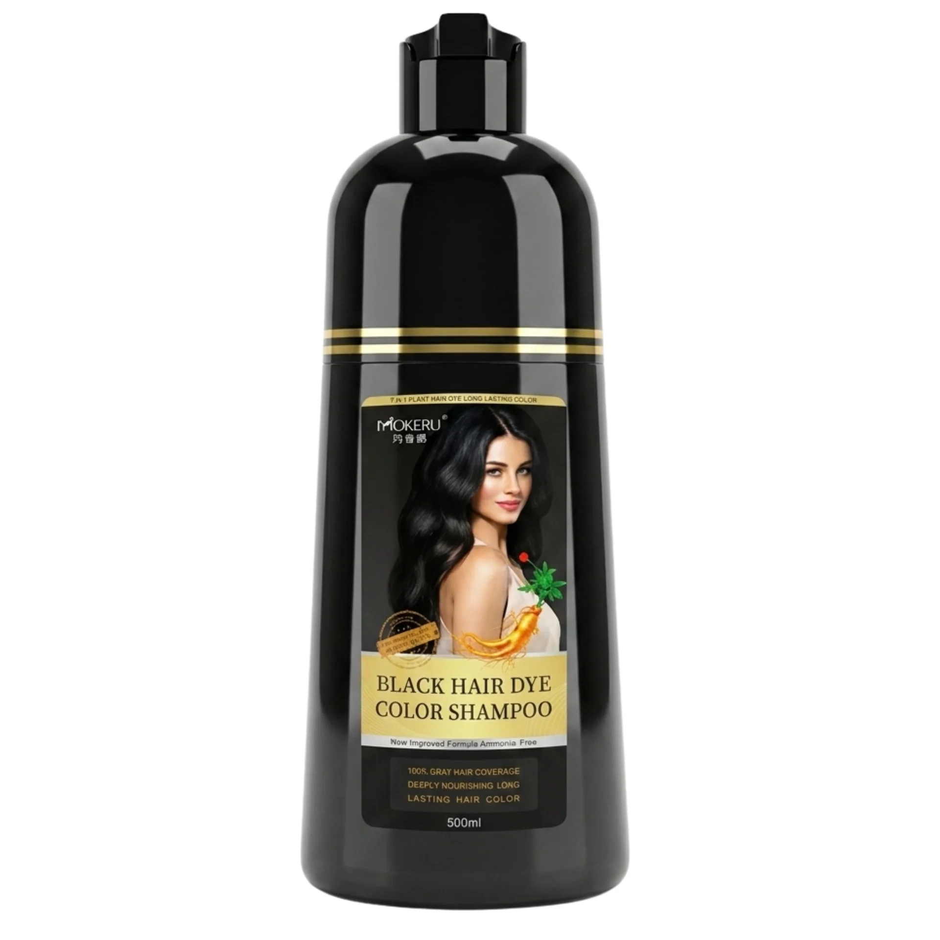 Mokeru Grey Hair Coverage Black Dye Color Shampoo 500ml