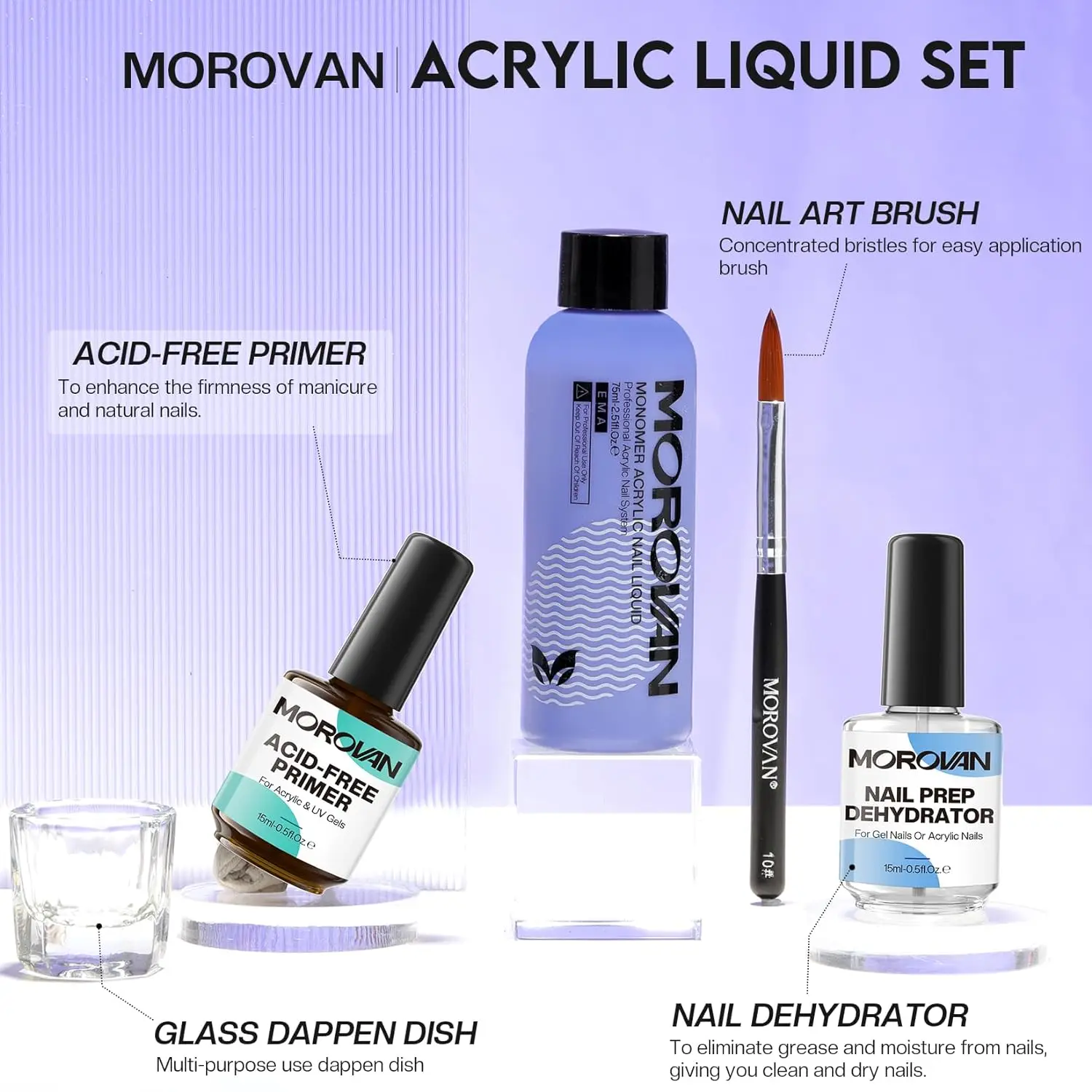 Morovan Acrylic Liquid for Nail Extension & Art Prep Liquid Kit - Image 2