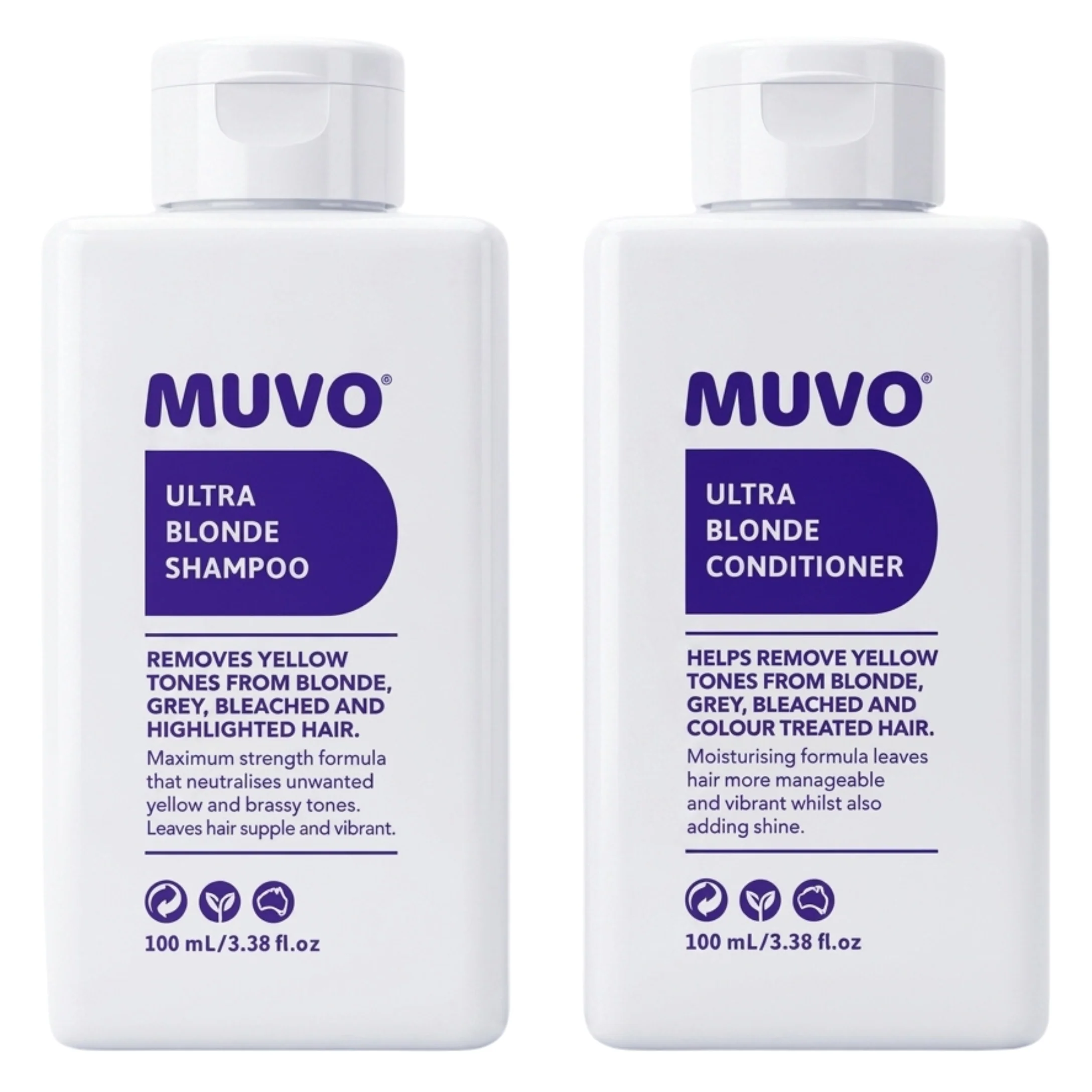 Muvo Ultra Blonde Shampoo and Conditioner 100ml Travel Pack