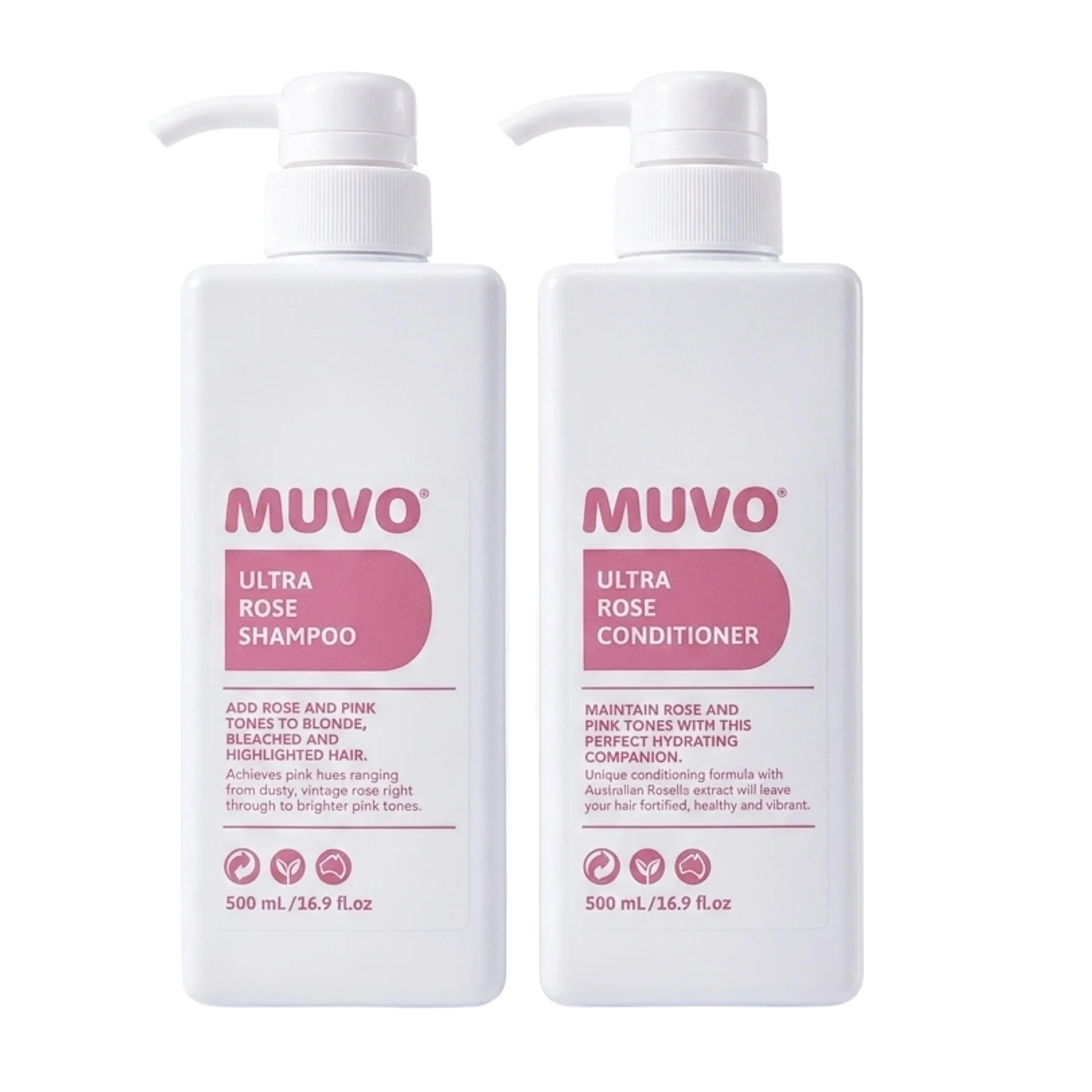 Muvo Ultra Rose Shampoo and Conditioner 500ml