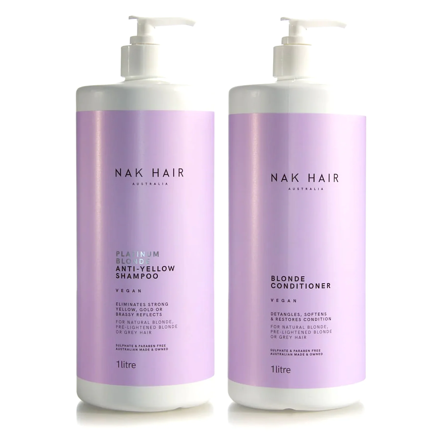 Nak Platinum Blonde Anti Yellow Shampoo and Blonde Conditioner 1000ml