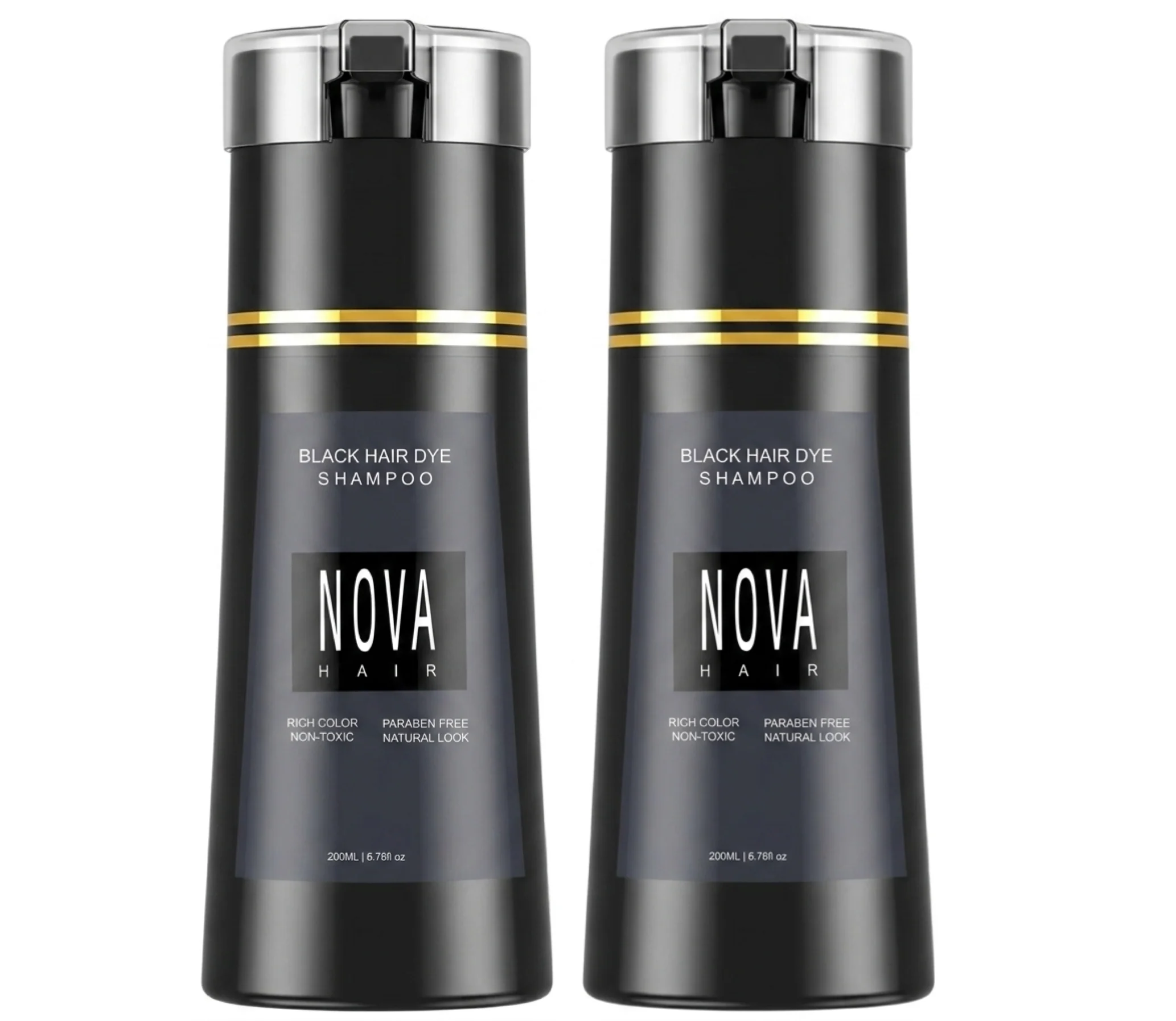 Nova Hair Instant Black Dye Shampoo 200ml (2pc)