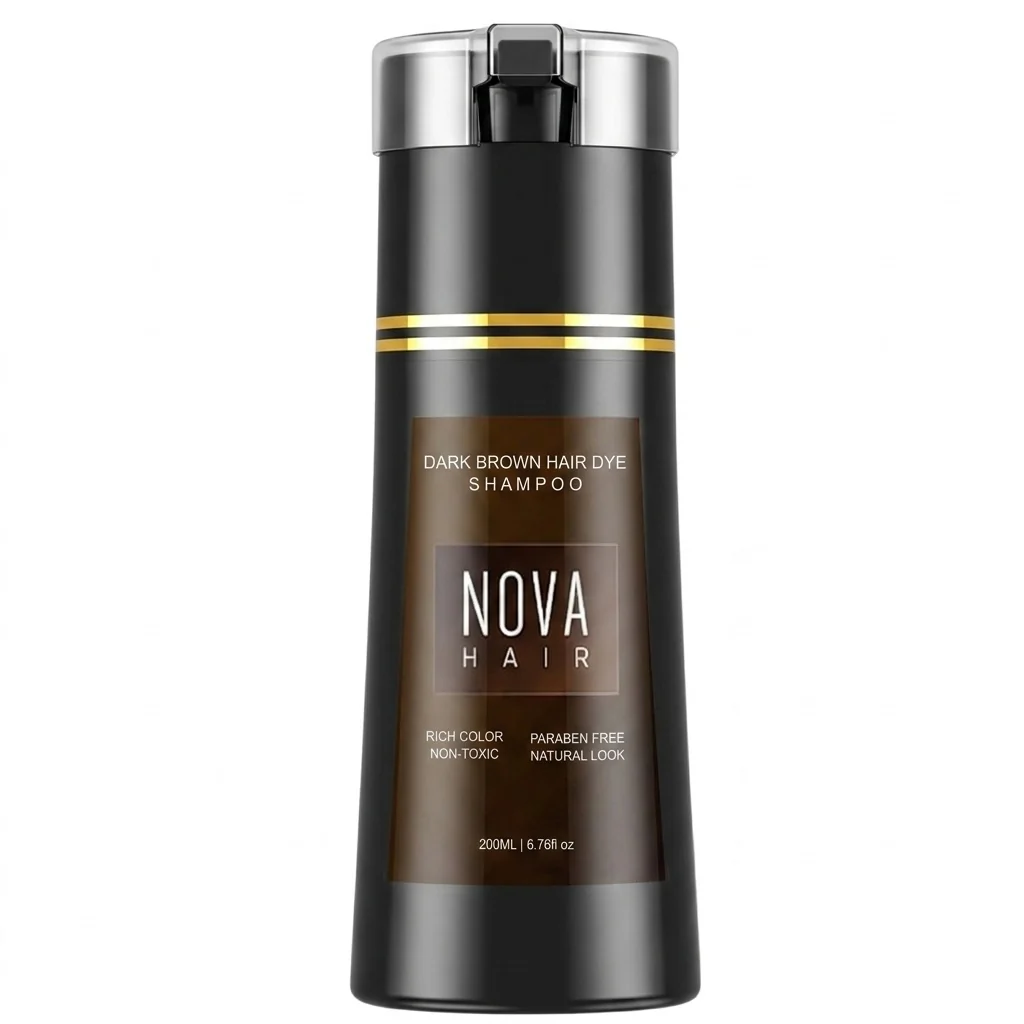 Nova Hair Instant Dark Brown Dye Shampoo 200ml