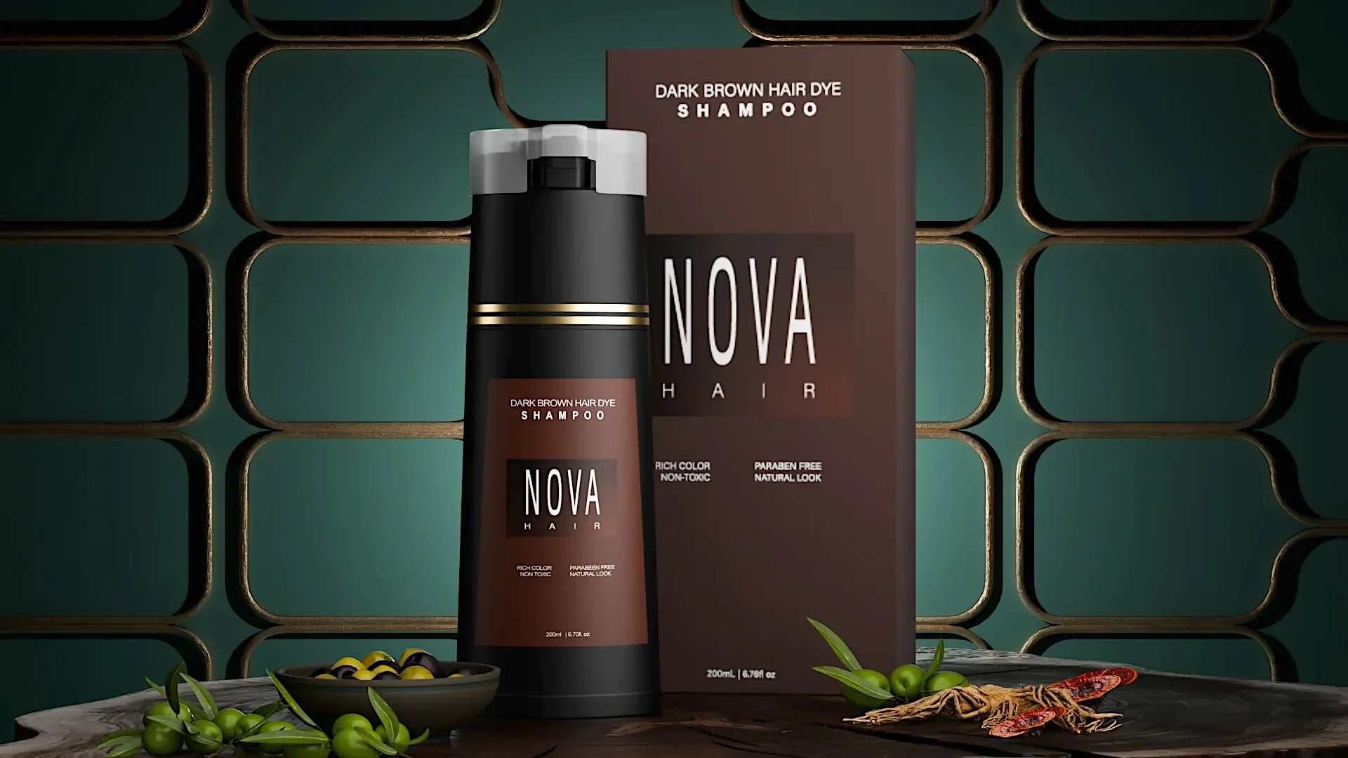 Nova Hair Instant Dark Brown Dye Shampoo 200ml - Image 2