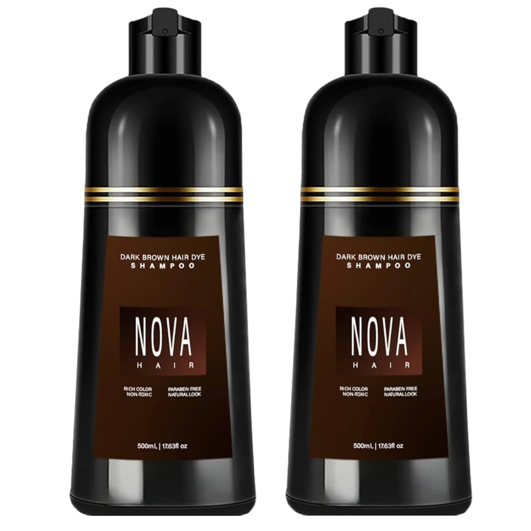 Nova Hair Instant Dark Brown Dye Shampoo 500ml (2pc)