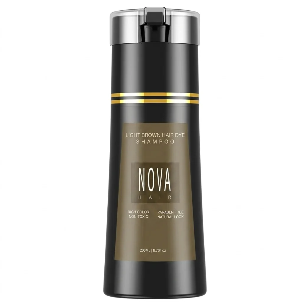 Nova Hair Instant Light Brown Dye Shampoo 200ml