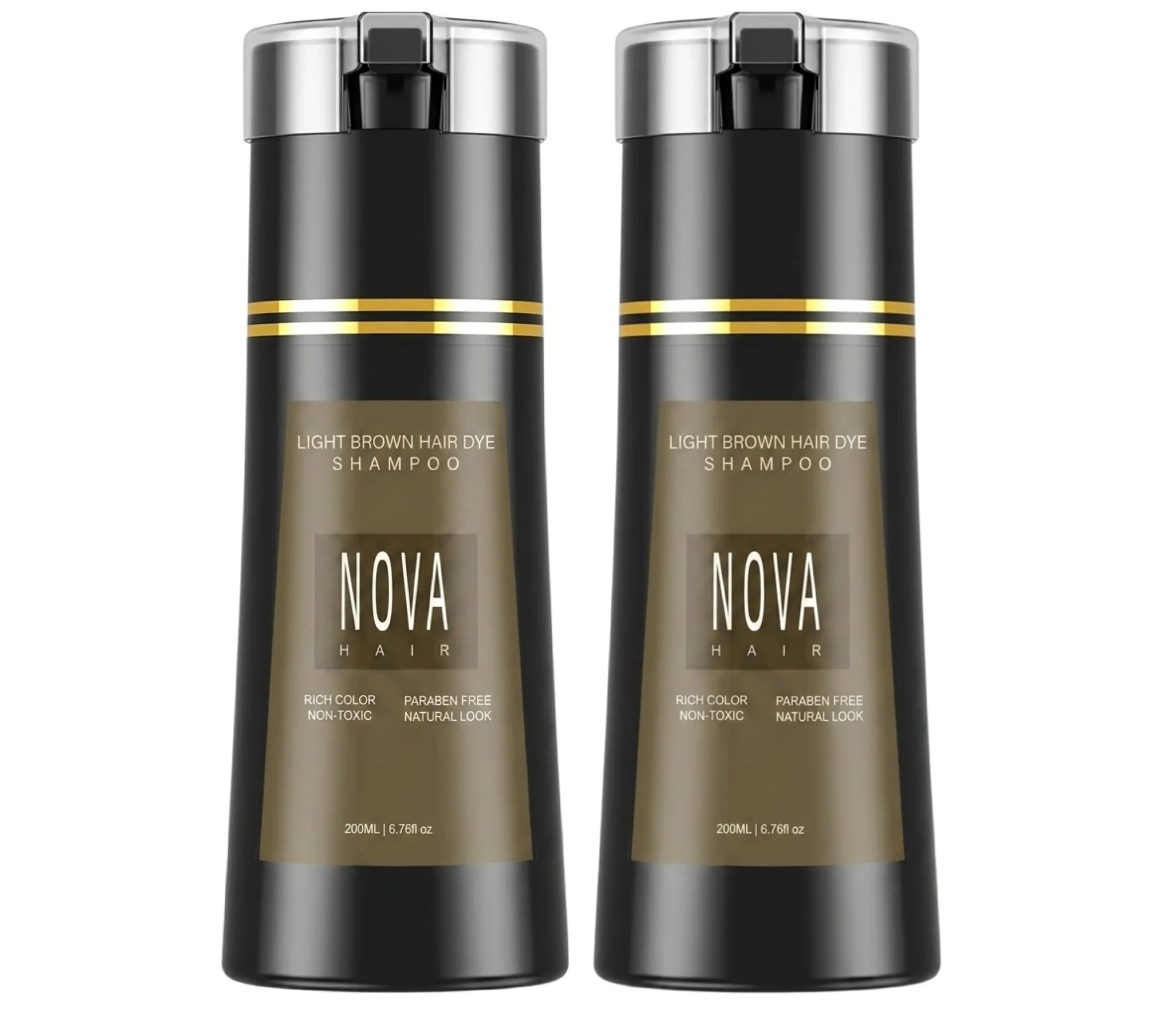 Nova Hair Instant Light Brown Dye Shampoo 200ml (2pc)