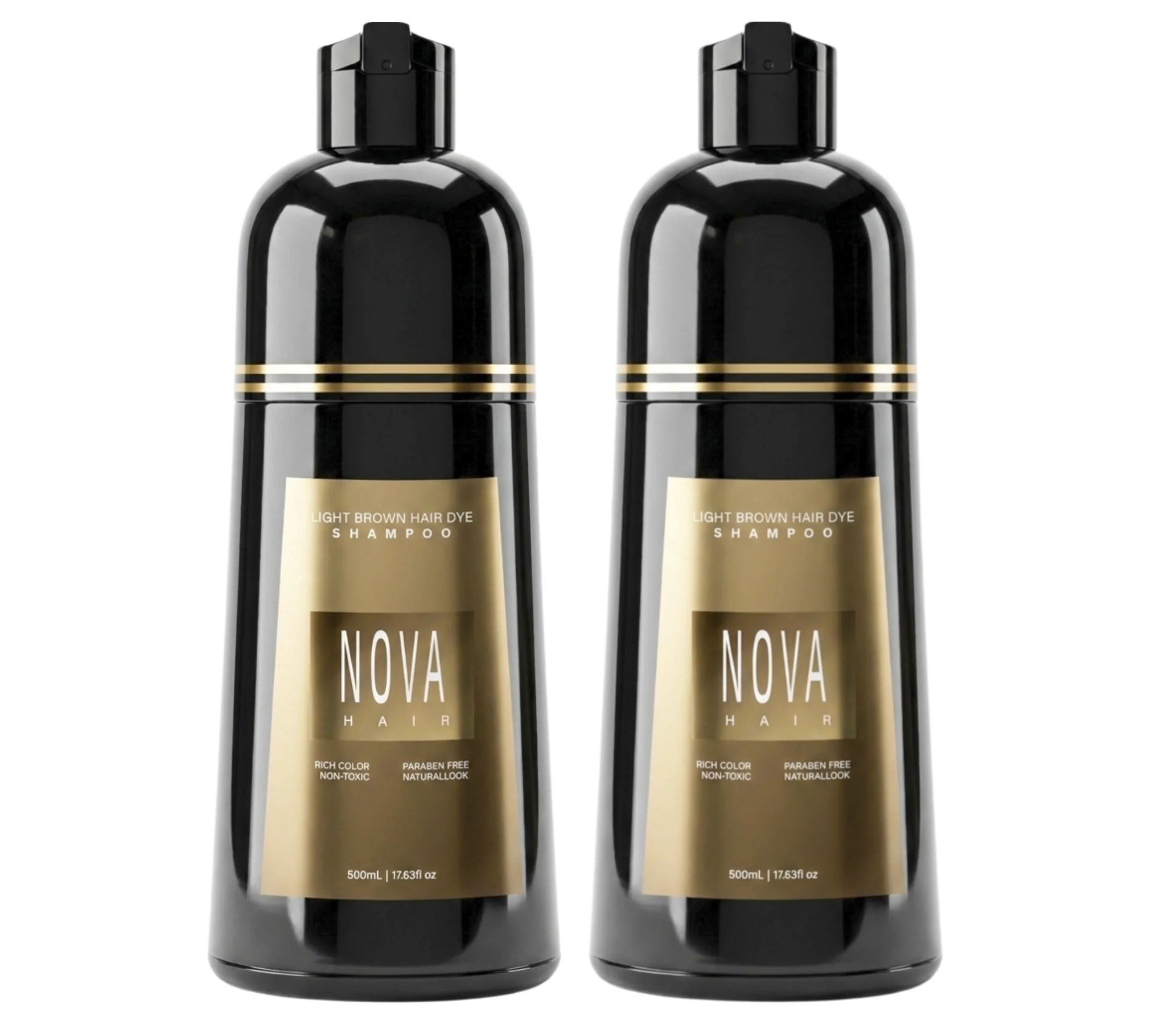 Nova Hair Instant Light Brown Dye Shampoo 500ml (2pc)