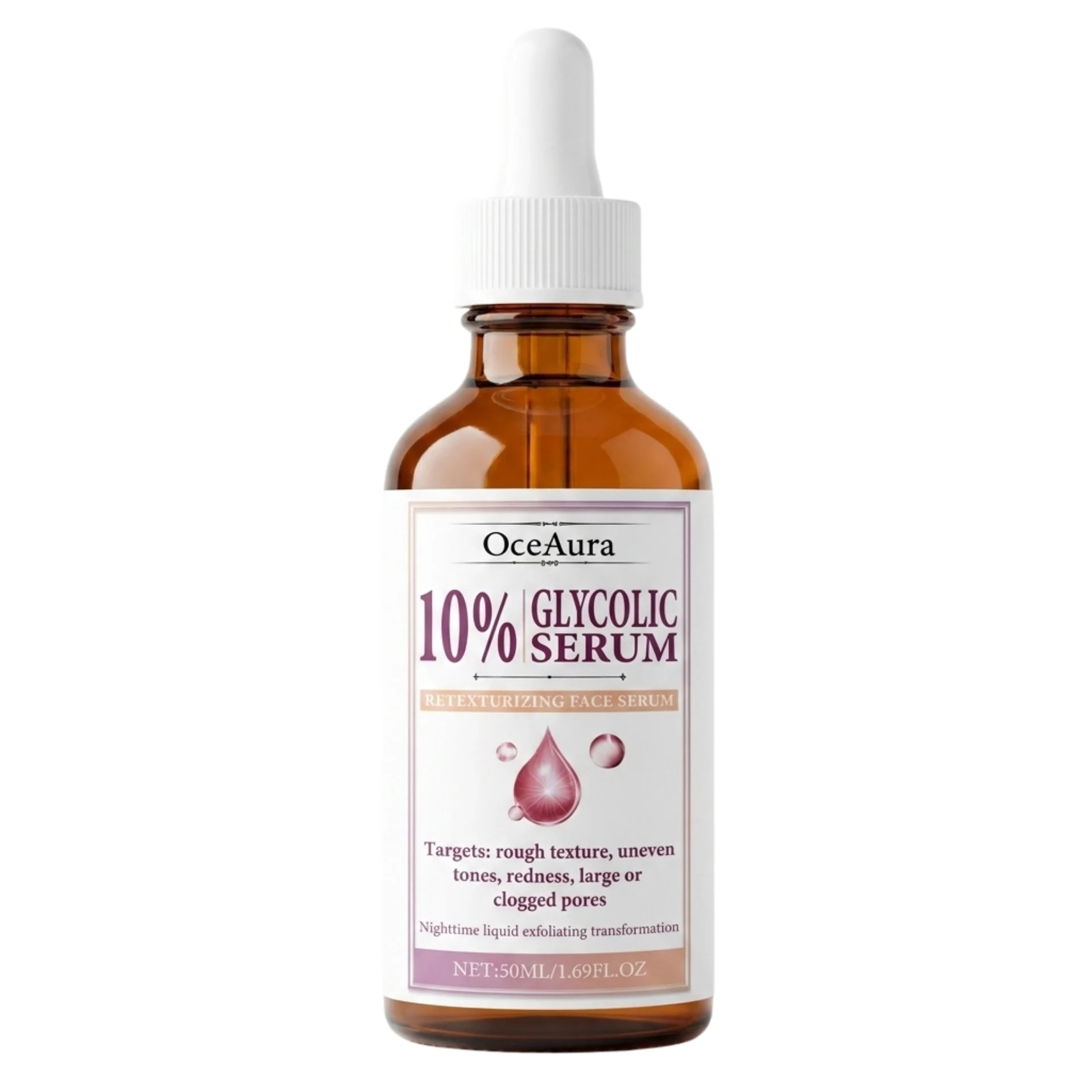 OceAura 10% Glycolic Acid Moisturizing Face Serum 50ml