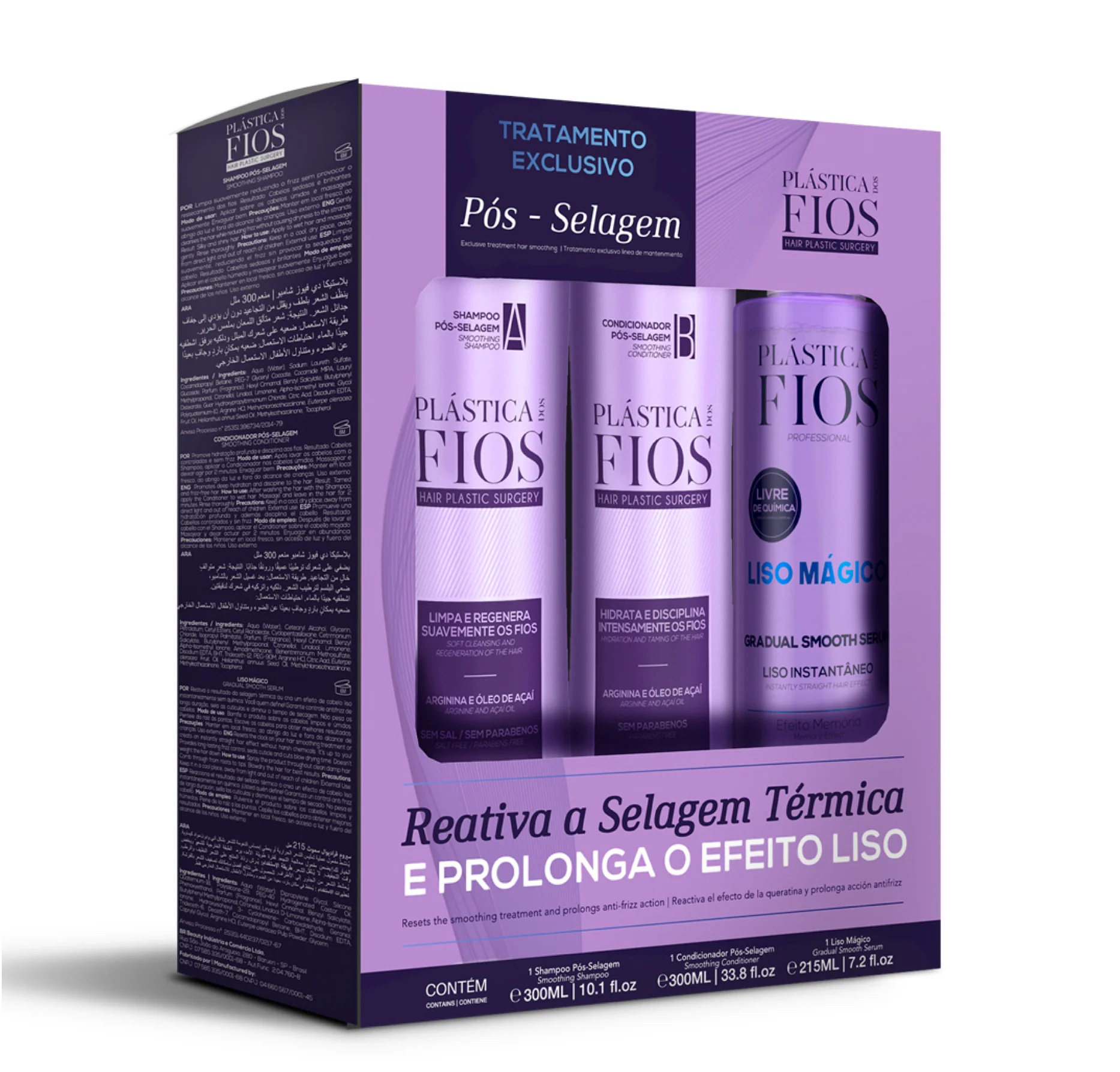 Plastica Dos Fios Post Sealing Home Care Kit Pos Selagem Hair Treatment (3pc)