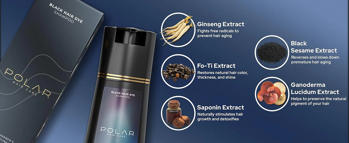 Polar Hair Care Instant Black Dye Shampoo 200ml - Image 3