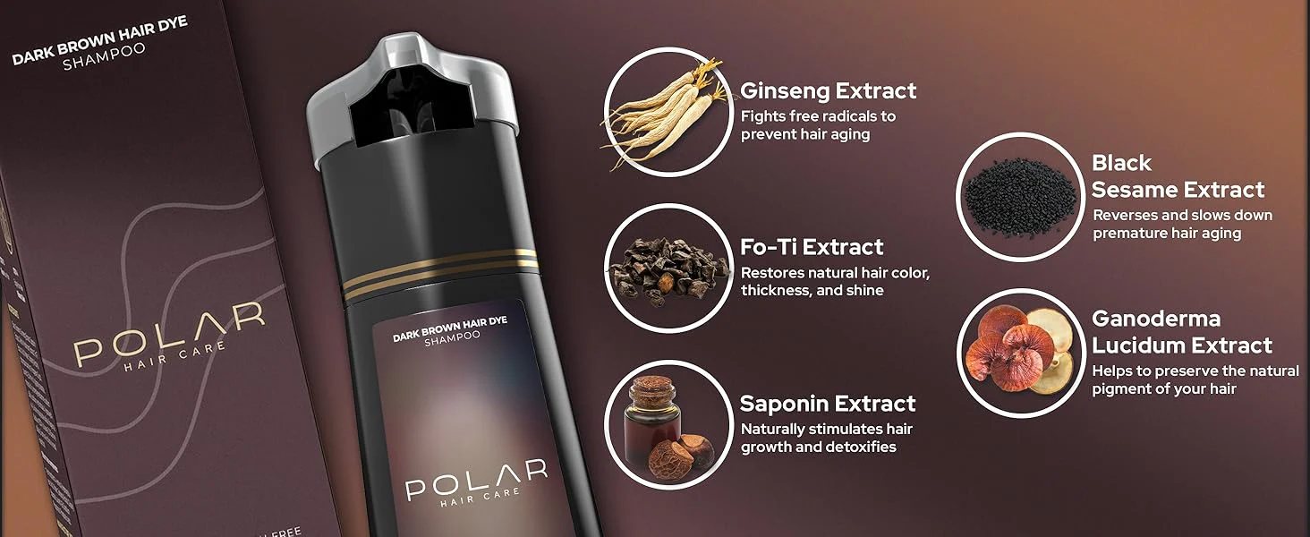 Polar Hair Care Instant Dark Brown Dye Shampoo 200ml - Image 2