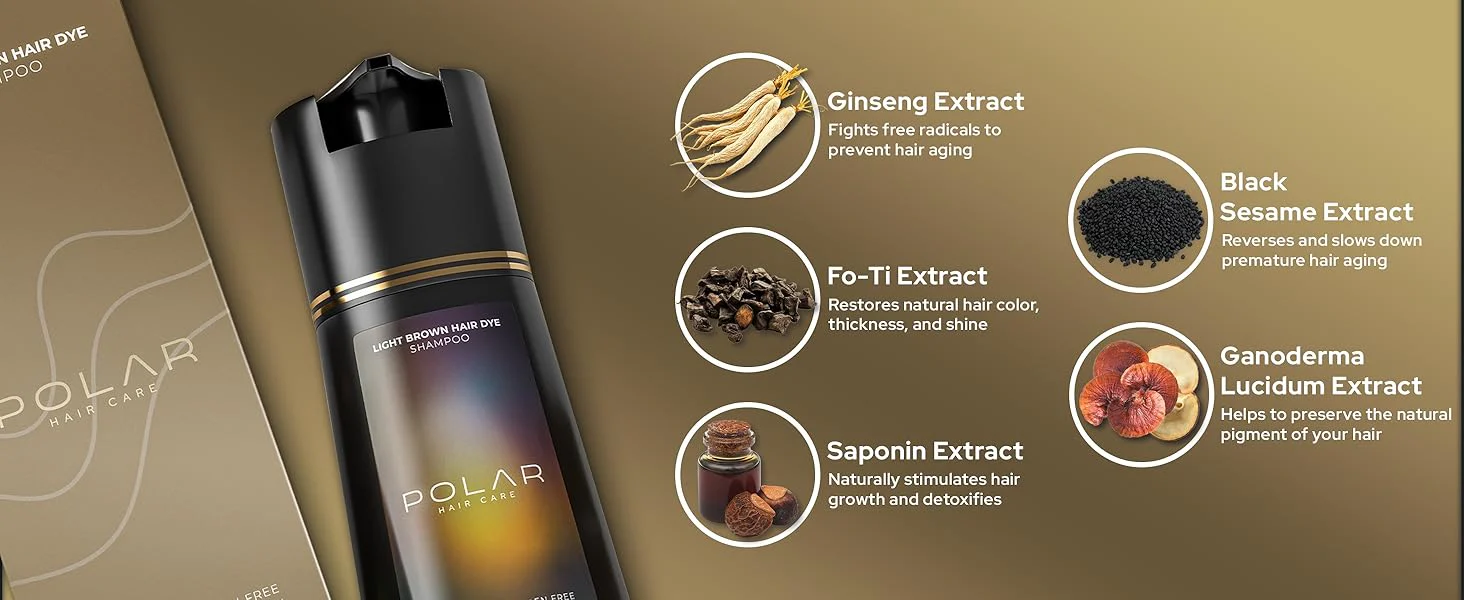 Polar Hair Care Instant Light Brown Dye Shampoo 200ml - Image 2
