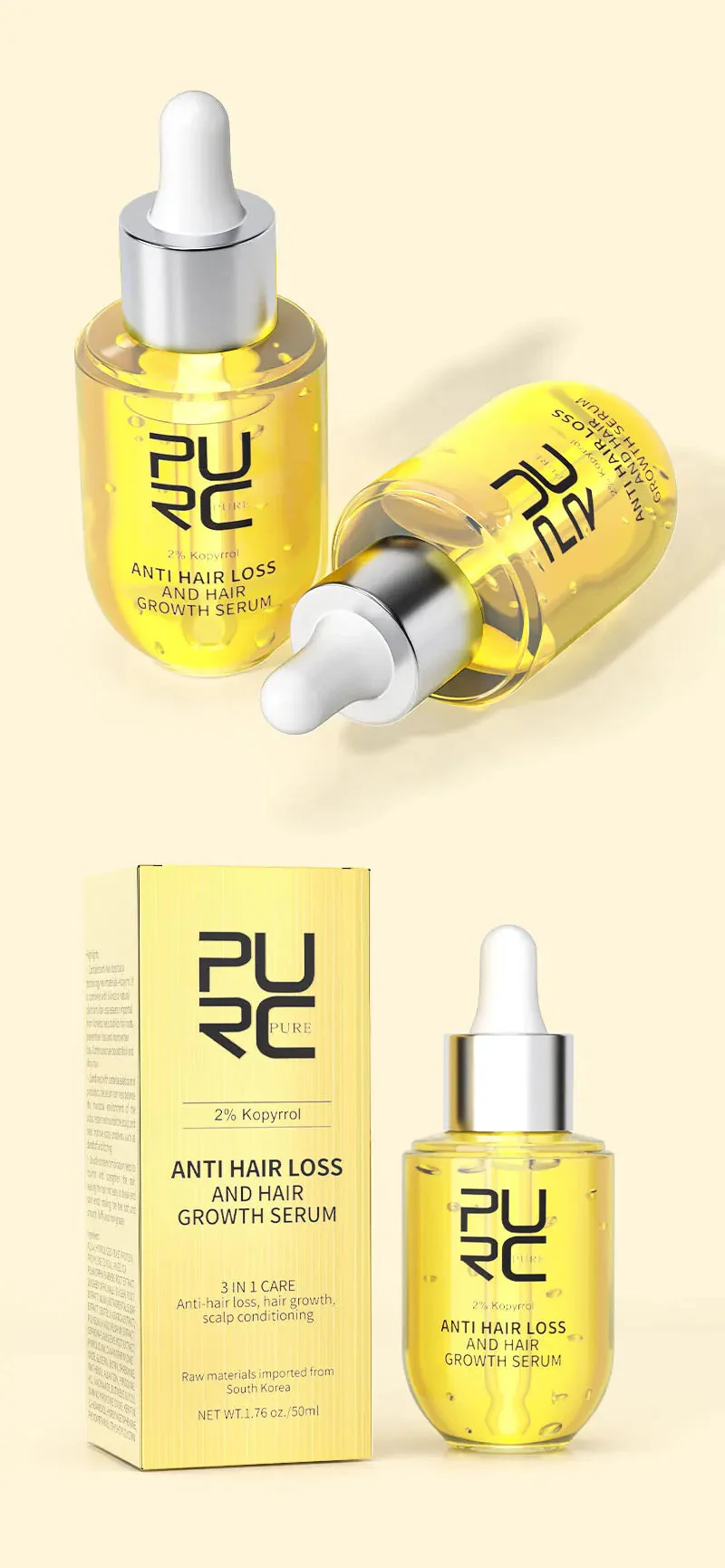 Purc Anti Hair Loss Hair Growth Serum 50ml (2pc) - Image 2