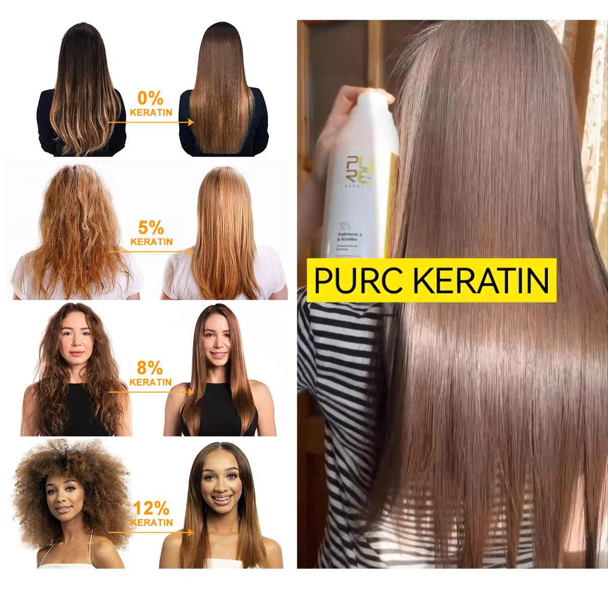 Purc Brazilian Keratin Treatment Resistant Hair 300ml Formula 8% - Image 3