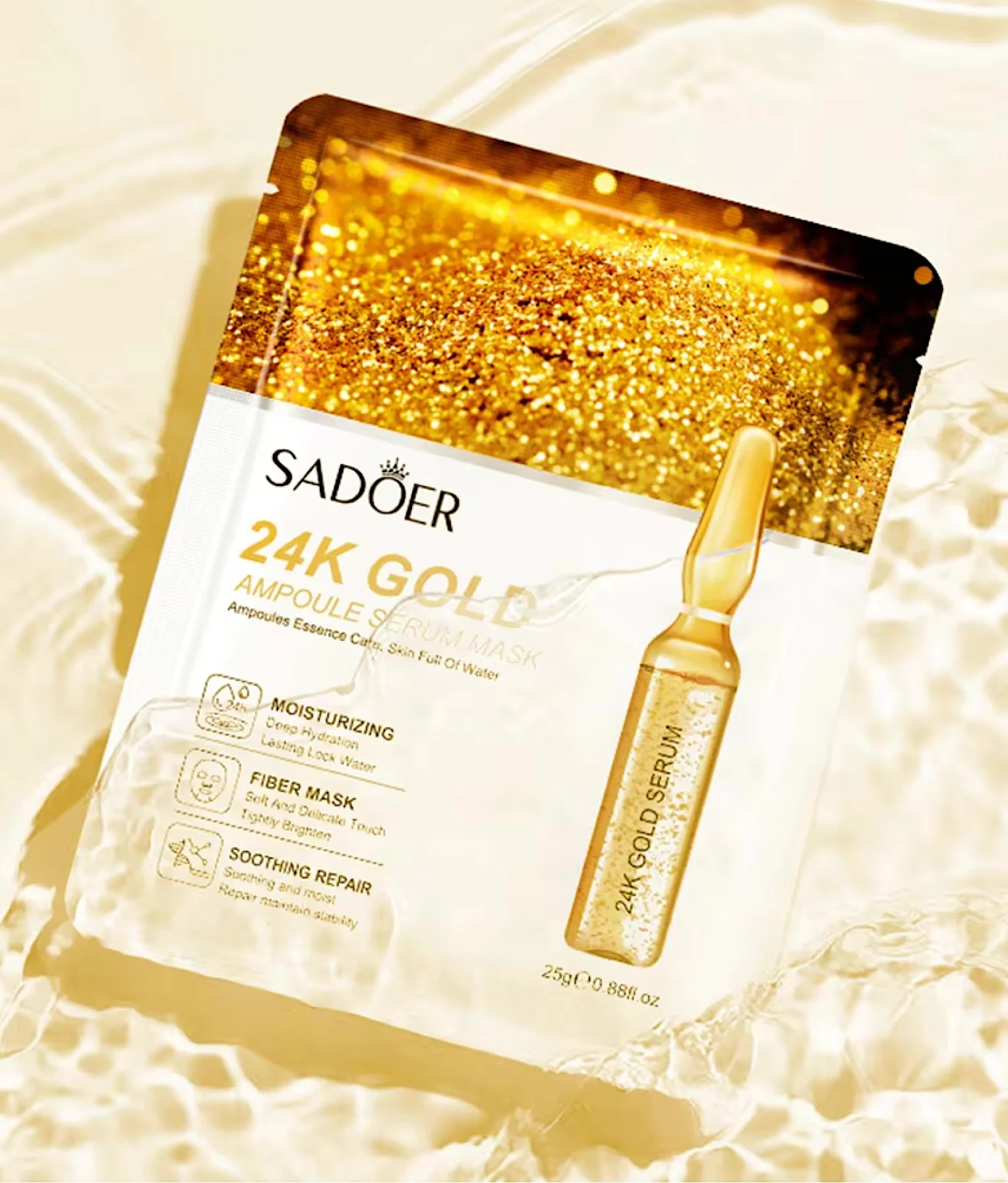 Sadoer Facial Skincare Masks 24K Gold Hyaluronic Acid Vitamin C (15pcs) - Image 3