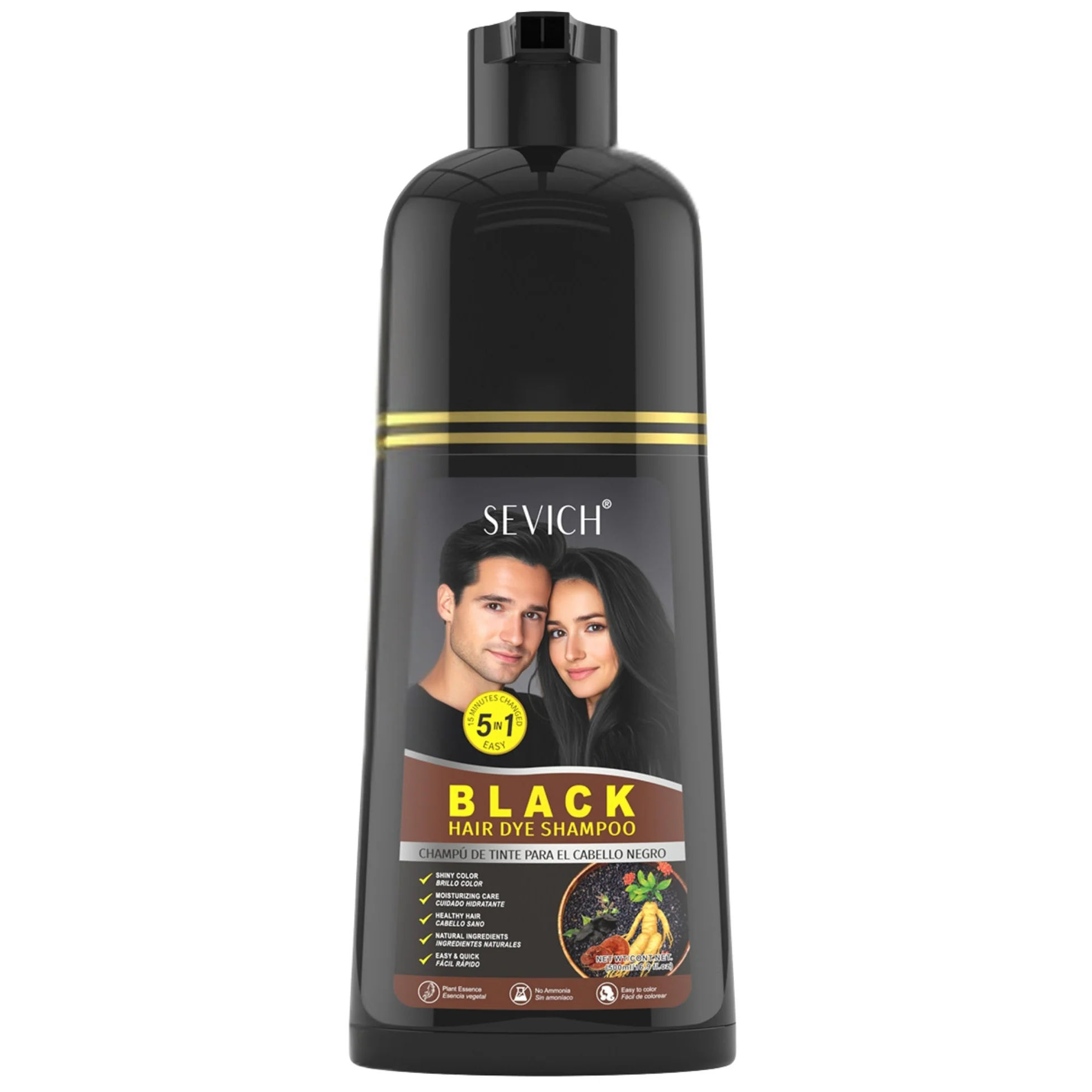 Sevich Black At Home Hair Dye Color Shampoo 500ml - Image 2