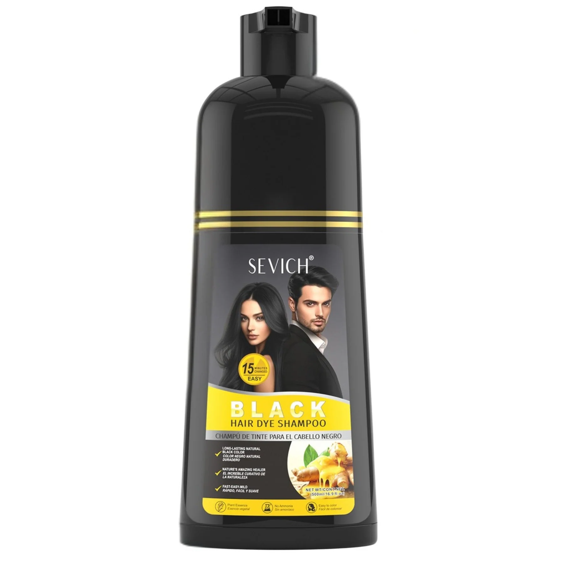 Sevich Black At Home Hair Dye Color Shampoo 500ml - Image 3
