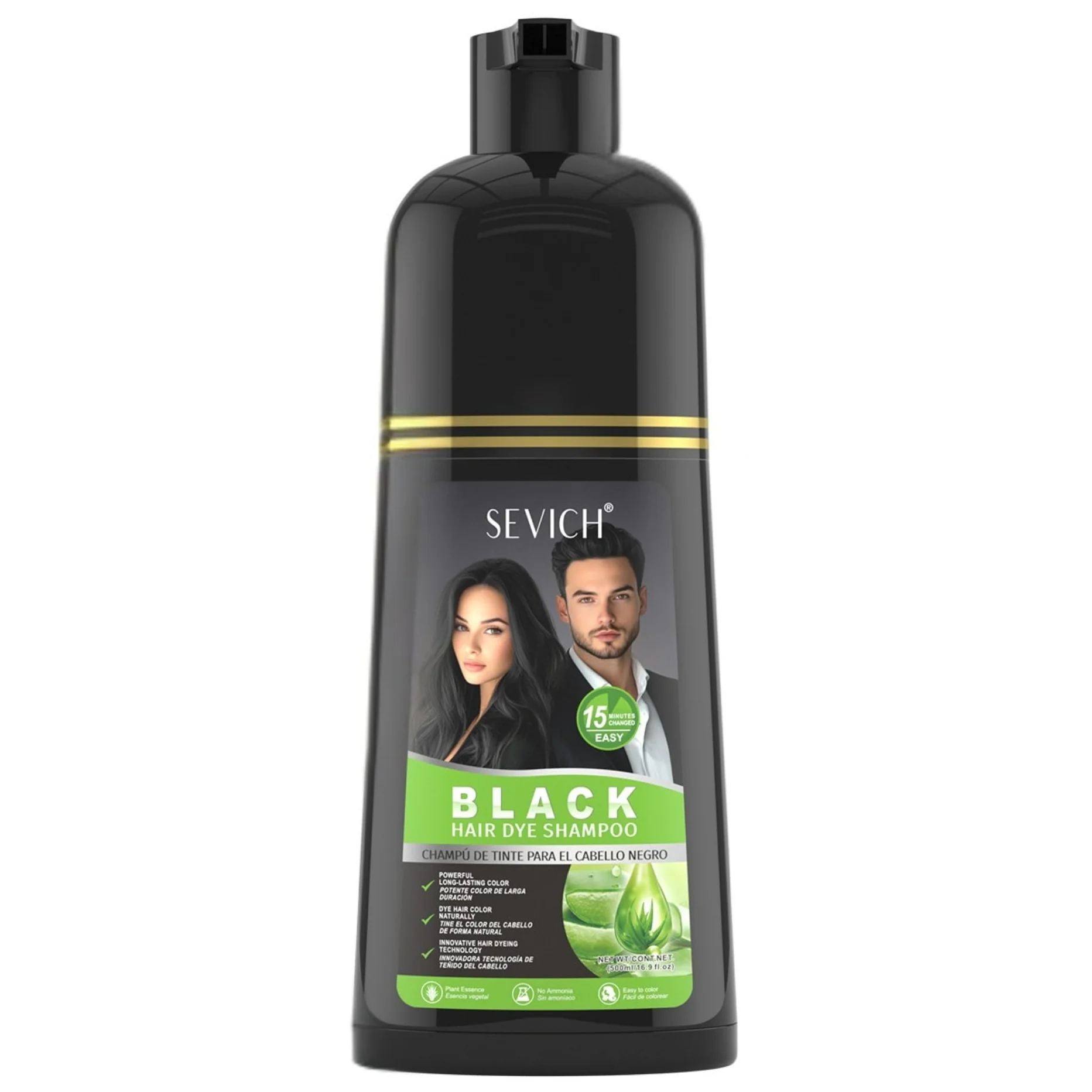 Sevich Black At Home Hair Dye Color Shampoo 500ml - Image 4