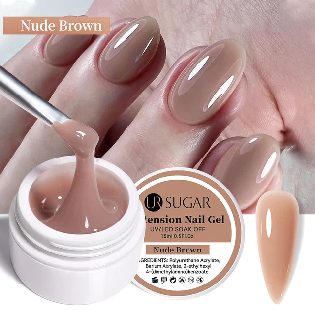 Ur Sugar Extension Nail Milky Color Gel Extension Nude Brown 15ml - Image 2