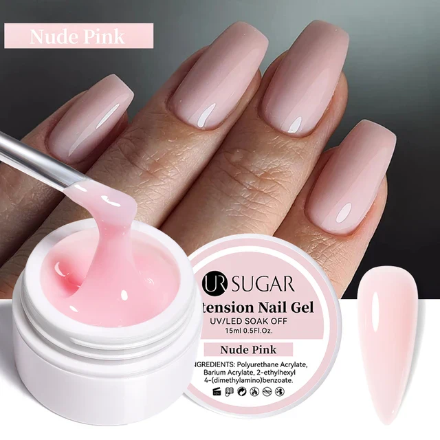 Ur Sugar Extension Nail Milky Color Gel Extension Nude Pink 15ml - Image 2